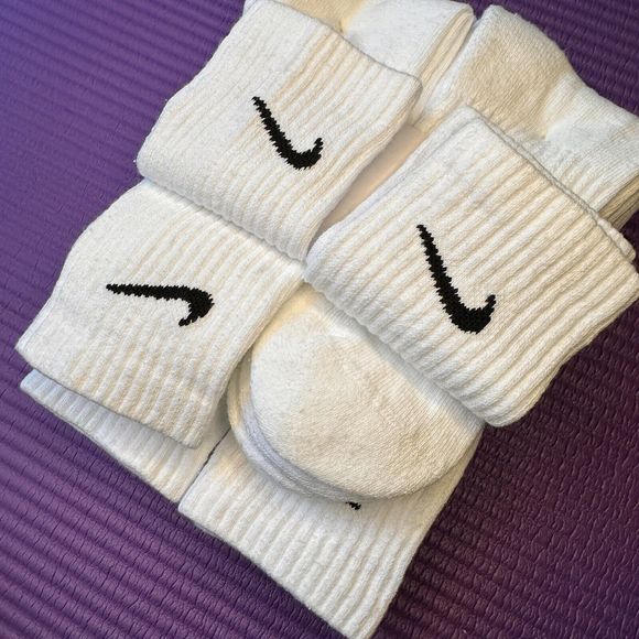 NEW 6 Pairs Nike Everyday Cotton Cushioned Men's 8-12 L Crew Socks White DRI-FIT - Picture 4 of 7